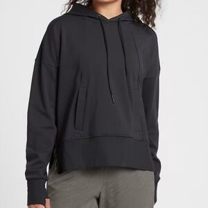 ATHLETA Black Mission Hoodie Active Workout Pullover Relaxed Sweatshirt‎ Size L